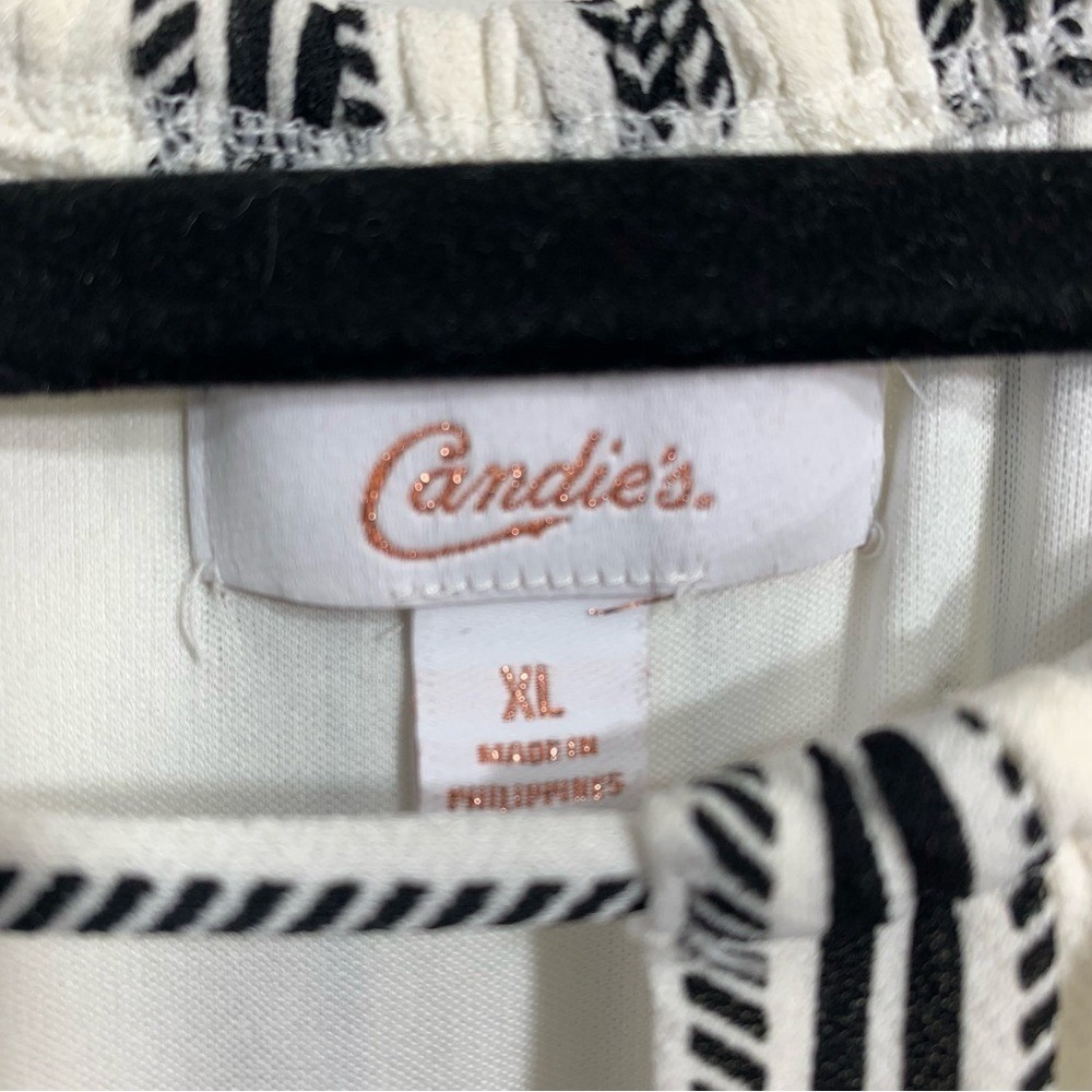 Candies Maxi Dress Womens XL White Black Striped Halter Keyhole Front Slits - Picture 4 of 8